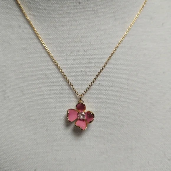 Kate Spade Gold and Pink Floral Necklace - Picture 4 of 6